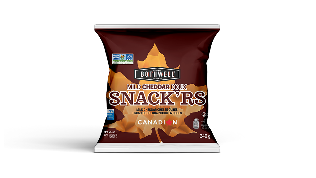 bothwell snackrs mild cheddar 240g bag front