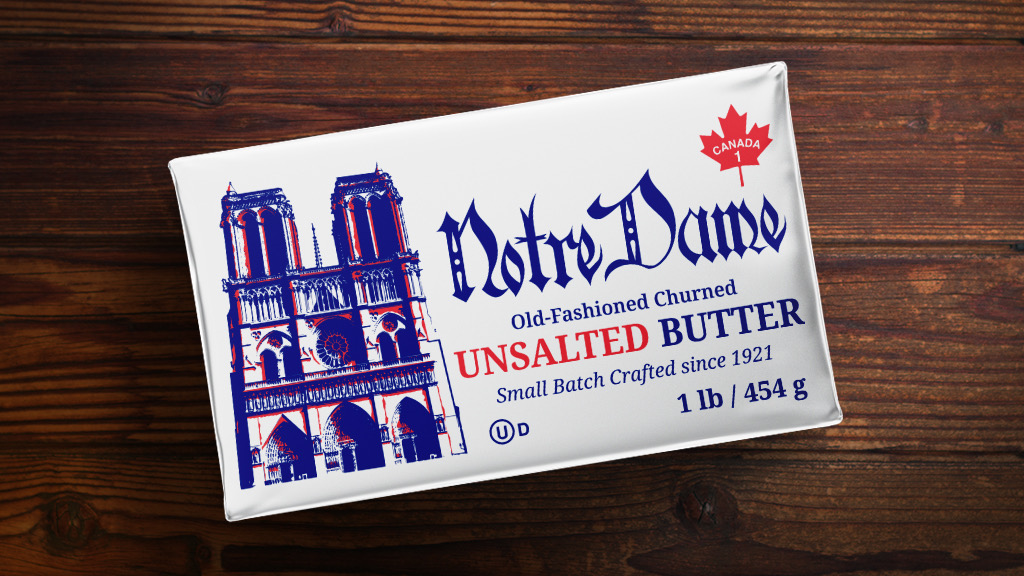 notre dame creamery unsalted butter 454g front